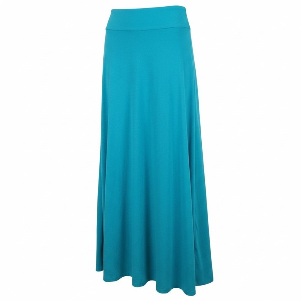 Dress barn Maxi Skirt Large Turquoise Aqua Pull on Stretch A-Line NWT Women's